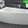 Besco Baignoire asymétrique + tablier blanc + repose tête - LUNA - 150 x 80 cm - Gauche