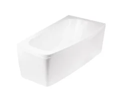 Besco Baignoire asymétrique + tablier blanc + repose tête - LUNA - 150 x 80 cm - Gauche