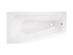 Besco Baignoire asymétrique + tablier blanc + repose tête - LUNA - 150 x 80 cm - Gauche