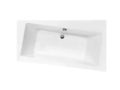 Besco Baignoire asymétrique + tablier blanc + repose tête - INFINITY - 160 x 100 cm - Droite