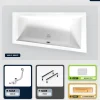Besco Baignoire asymétrique - 150 x 85 cm - Droite - sans Habillage - avec Pieds - Repose-tête - Étagère bambou - Vidage Chrome - INTIMA* Baignoire Asymétrique
