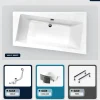 Besco Baignoire asymétrique - 150 x 90 cm - Droite - avec Habillage - Pieds - Vidage Chrome - INFINITY