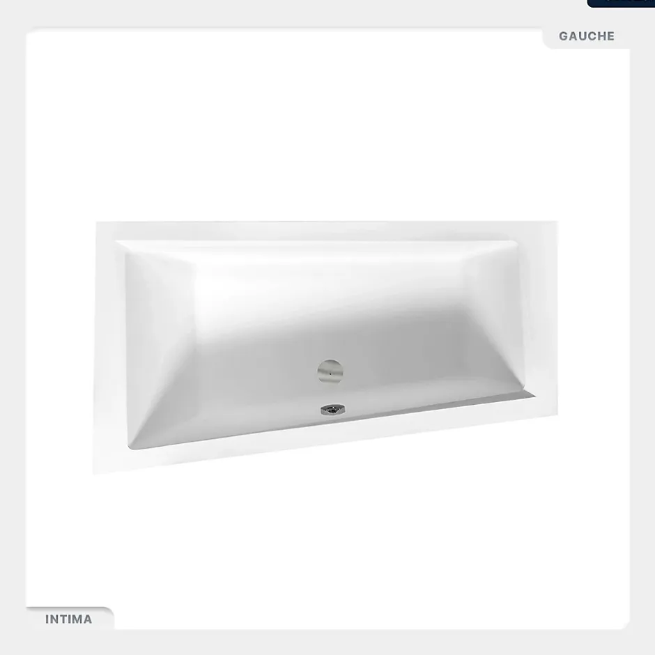 Besco Baignoire asymétrique - 160 x 90 cm - Gauche - avec Tablier - Pieds - Vidage Chrome - INTIMA