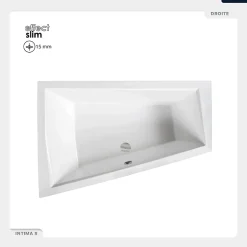 Besco Baignoire asymétrique - 180 x 125 cm - Gauche - sans Habillage - avec Pieds - Vidage Chrome - INTIMA DUO SLIM* Baignoire Asymétrique