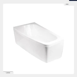 Besco Baignoire asymétrique - 150 x 80 cm - Droite - avec Habillage - Pieds - Vidage Chrome - LUNA