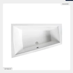 Besco Baignoire asymétrique - 170 x 125 cm - Gauche - avec Habillage - Pieds - Vidage Chrome - INTIMA DUO* Baignoire Asymétrique