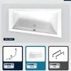 Besco Baignoire asymétrique - 150 x 85 cm - Droite - avec Tablier - Pieds - Vidage Chrome - INTIMA* Baignoire Asymétrique