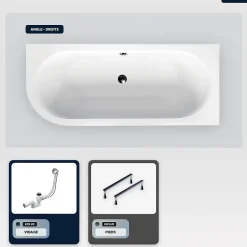 Besco Baignoire asymétrique - 150 x 75 cm - Gauche - sans Habillage - avec Pieds - Vidage Chrome - AVITA
