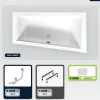 Besco Baignoire asymétrique - 160 x 90 cm - Droite - sans Habillage - avec Pieds - Repose-tête - Vidage Chrome - INTIMA