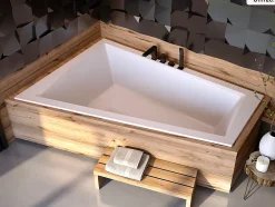 Besco Baignoire asymétrique - 170 x 125 cm - Gauche - sans Habillage - avec Pieds - Vidage Chrome - INTIMA DUO SLIM
