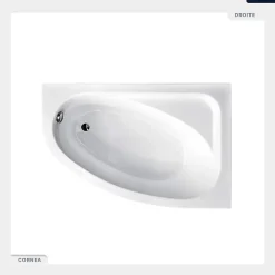 Besco Baignoire asymétrique - 150 x 100 cm - Droite - sans Habillage - avec Pieds - Vidage Chrome - CORNEA* Baignoire Asymétrique
