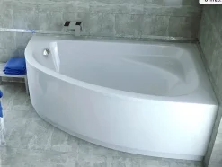 Besco Baignoire asymétrique - 150 x 100 cm - Droite - sans Habillage - avec Pieds - Vidage Chrome - CORNEA* Baignoire Asymétrique