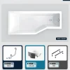 Besco Baignoire asymétrique - 150 x 75 cm - Gauche - avec Habillage - Pieds - Vidage Chrome - INTEGRA