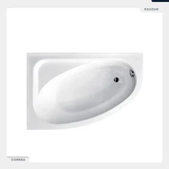 Besco Baignoire asymétrique - 150 x 100 cm - Gauche - avec Habillage - Pieds - Vidage Chrome - CORNEA* Baignoire Asymétrique