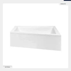 Besco Baignoire asymétrique - 150 x 85 cm - Droite - sans Habillage - avec Pieds - Vidage Chrome - INTIMA