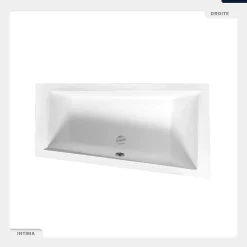 Besco Baignoire asymétrique - 150 x 85 cm - Droite - sans Habillage - avec Pieds - Vidage Chrome - INTIMA