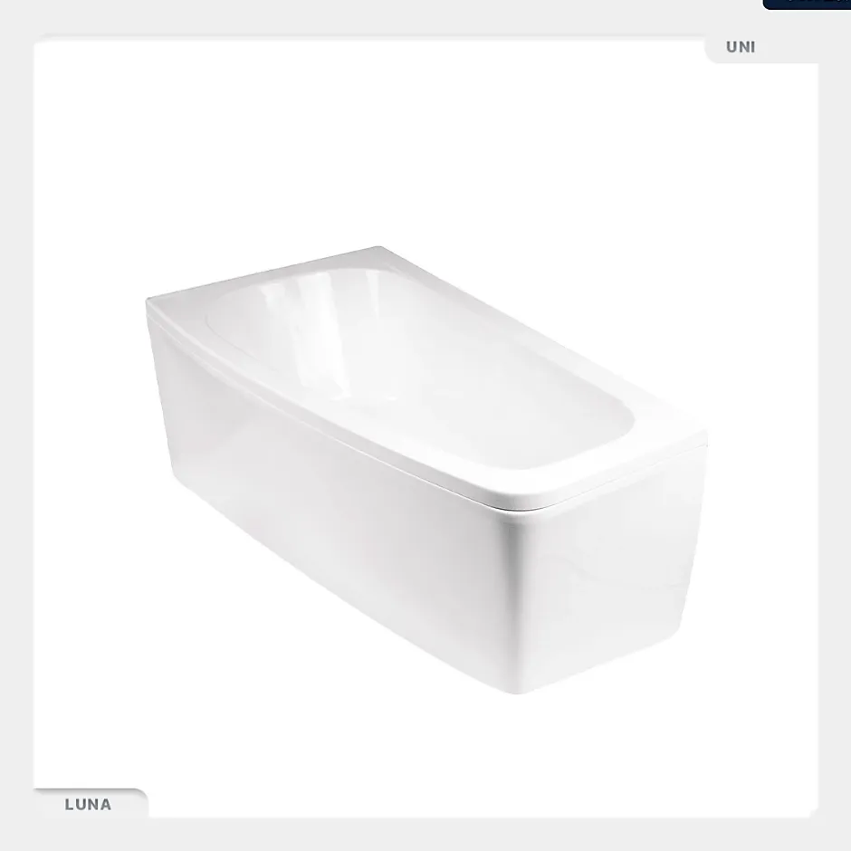 Besco Baignoire asymétrique - 150 x 80 cm - Gauche - avec Habillage - Pieds - Vidage Chrome - LUNA