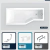 Besco Baignoire asymétrique - 170 x 75 cm - Gauche - avec Tablier - Pieds - Vidage Chrome - INTEGRA