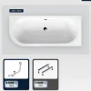 Besco Baignoire asymétrique - 150 x 75 cm - Droite - sans Habillage - avec Pieds - Vidage Chrome - AVITA SLIM