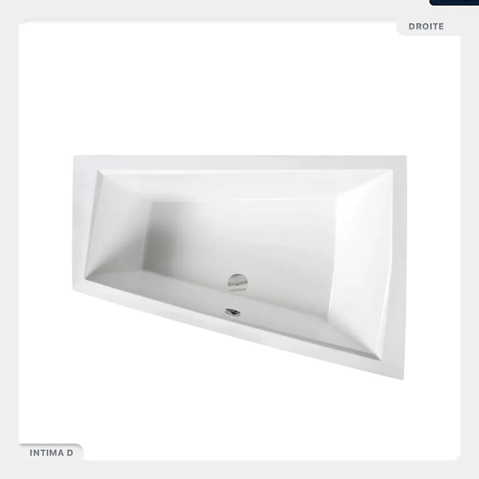 Besco Baignoire asymétrique - 180 x 125 cm - Droite - avec Tablier - Pieds - Vidage Chrome - INTIMA DUO