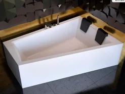 Besco Baignoire asymétrique - 170 x 125 cm - Droite - avec Habillage - Pieds - Vidage Chrome - INTIMA DUO* Baignoire Asymétrique
