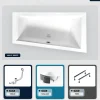 Besco Baignoire asymétrique - 150 x 85 cm - Droite - avec Habillage - Pieds - Vidage Chrome - INTIMA SLIM