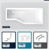 Besco Baignoire asymétrique - 150 x 75 cm - Droite - avec Tablier - Pieds - Vidage Chrome - INTEGRA