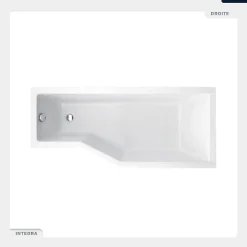 Besco Baignoire asymétrique - 150 x 75 cm - Droite - avec Tablier - Pieds - Vidage Chrome - INTEGRA