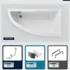 Besco Baignoire asymétrique - 150 x 70 cm - Droite - avec Habillage - Pieds - Vidage Chrome - PRAKTIKA