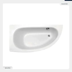 Besco Baignoire asymétrique - 150 x 70 cm - Gauche - sans Habillage - avec Pieds - Vidage Chrome - MILENA