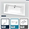 Besco Baignoire asymétrique - 150 x 90 cm - Droite - avec Tablier Blanc - Pieds - Vidage Chrome - INFINITY* Baignoire Asymétrique