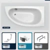 Besco Baignoire asymétrique - 150 x 70 cm - Droite - avec Habillage - Pieds - Vidage Chrome - MILENA