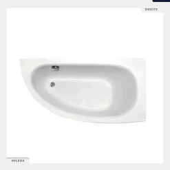 Besco Baignoire asymétrique - 150 x 70 cm - Droite - avec Habillage - Pieds - Vidage Chrome - MILENA