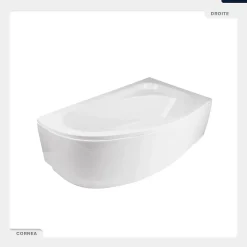 Besco Baignoire asymétrique - 150 x 100 cm - Droite - avec Habillage - Pieds - Vidage Chrome - CORNEA