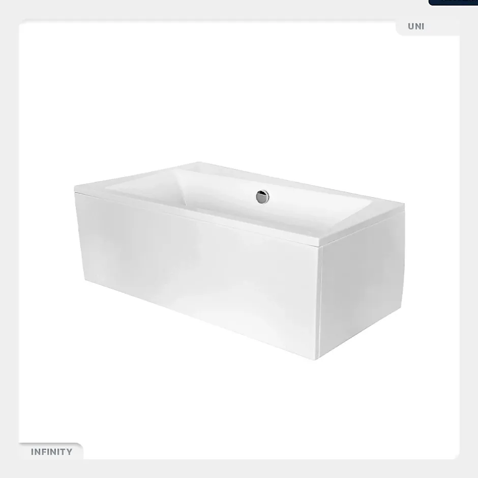 Besco Baignoire asymétrique - 160 x 100 cm - Droite - sans Habillage - avec Pieds - Vidage Chrome - INFINITY* Baignoire Asymétrique