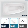 Besco Baignoire asymétrique - 150 x 80 cm - Gauche - avec Tablier - Pieds - Vidage Chrome - LUNA* Baignoire Asymétrique