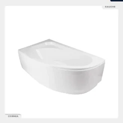 Besco Baignoire asymétrique - 150 x 100 cm - Gauche - sans Habillage - avec Pieds - Vidage Chrome - CORNEA