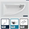 Besco Baignoire asymétrique - 150 x 70 cm - Gauche - avec Habillage - Pieds - Vidage Chrome - PRAKTIKA
