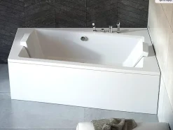 Besco Baignoire asymétrique - 160 x 100 cm - Droite - avec Habillage - Pieds - Vidage Chrome - INFINITY