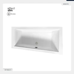 Besco Baignoire asymétrique - 160 x 90 cm - Droite - sans Habillage - avec Pieds - Vidage Chrome - INTIMA SLIM* Baignoire Asymétrique