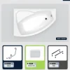 Besco Baignoire asymétrique - 130 x 85 cm - Gauche - sans Habillage - avec Pieds - Repose-tête - Vidage Chrome - RIMA