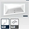 Besco Baignoire asymétrique - 150 x 85 cm - Gauche - sans Habillage - avec Pieds - Vidage Chrome - INTIMA SLIM