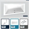 Besco Baignoire asymétrique - 150 x 85 cm - Gauche - avec Tablier - Pieds - Vidage Chrome - INTIMA* Baignoire Asymétrique