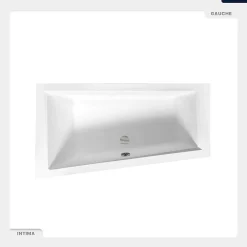 Besco Baignoire asymétrique - 150 x 85 cm - Gauche - avec Tablier - Pieds - Vidage Chrome - INTIMA* Baignoire Asymétrique
