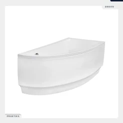 Besco Baignoire asymétrique - 140 x 70 cm - Droite - sans Habillage - avec Pieds - Vidage Chrome - PRAKTIKA