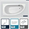 Besco Baignoire asymétrique - 150 x 70 cm - Gauche - avec Tablier - Pieds - Vidage Chrome - MILENA