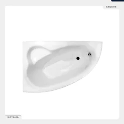 Besco Baignoire asymétrique - 150 x 100 cm - Gauche - avec Habillage - Pieds - Vidage Chrome - NATALIA* Baignoire Asymétrique