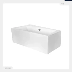 Besco Baignoire asymétrique - 150 x 90 cm - Droite - sans Habillage - avec Pieds - Vidage Chrome - INFINITY* Baignoire Asymétrique