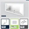 Besco Baignoire asymétrique - 170 x 125 cm - Droite - sans Habillage - avec Pieds - 2 Repose-têtes - Vidage Chrome - INTIMA SLIM