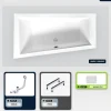 Besco Baignoire asymétrique - 150 x 85 cm - Droite - sans Habillage - avec Pieds - Repose-tête - Vidage Chrome - INTIMA* Baignoire Asymétrique